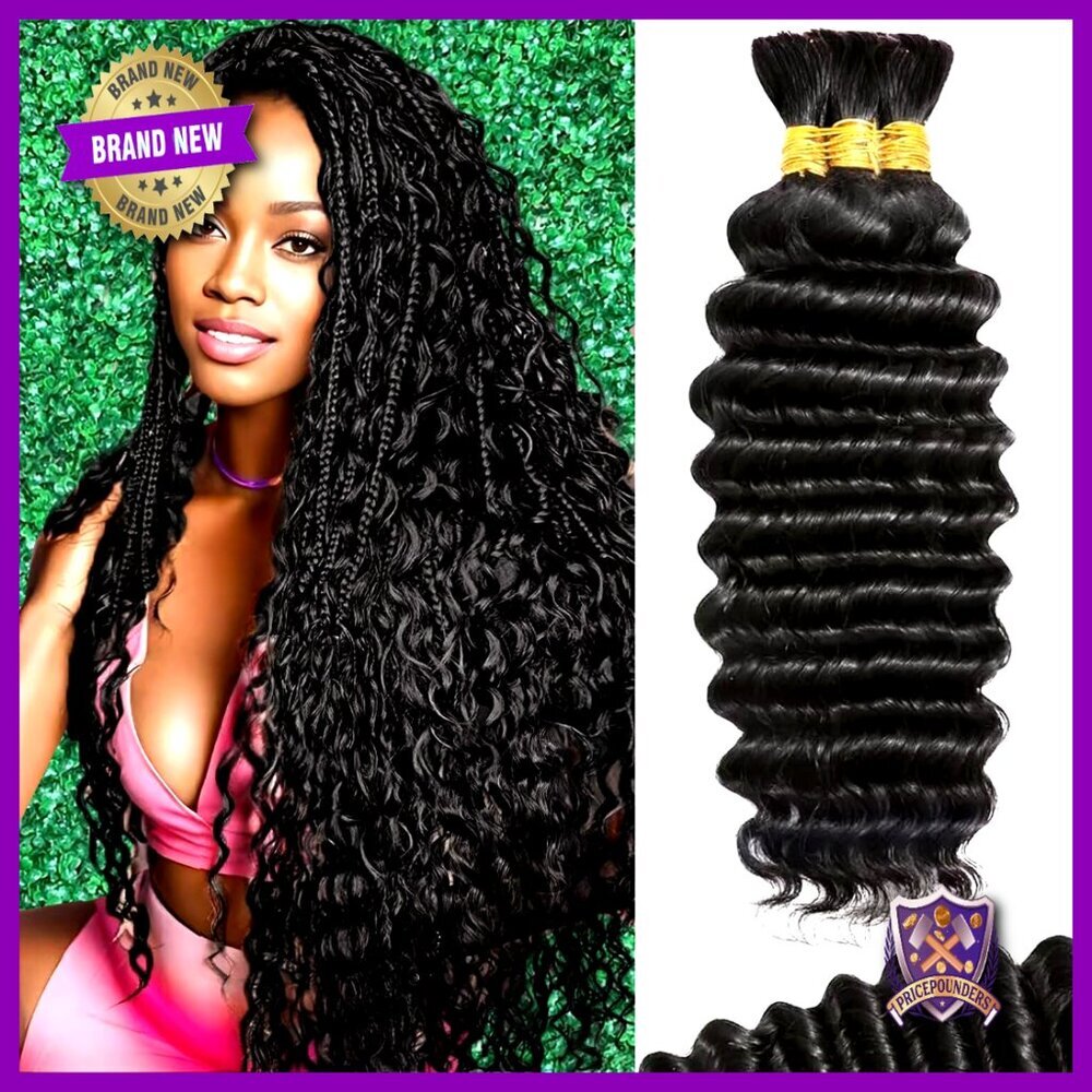 Boho Braiding Hair Deep Wave 18inch Brazilian Virgin Hair Extensions Bulk